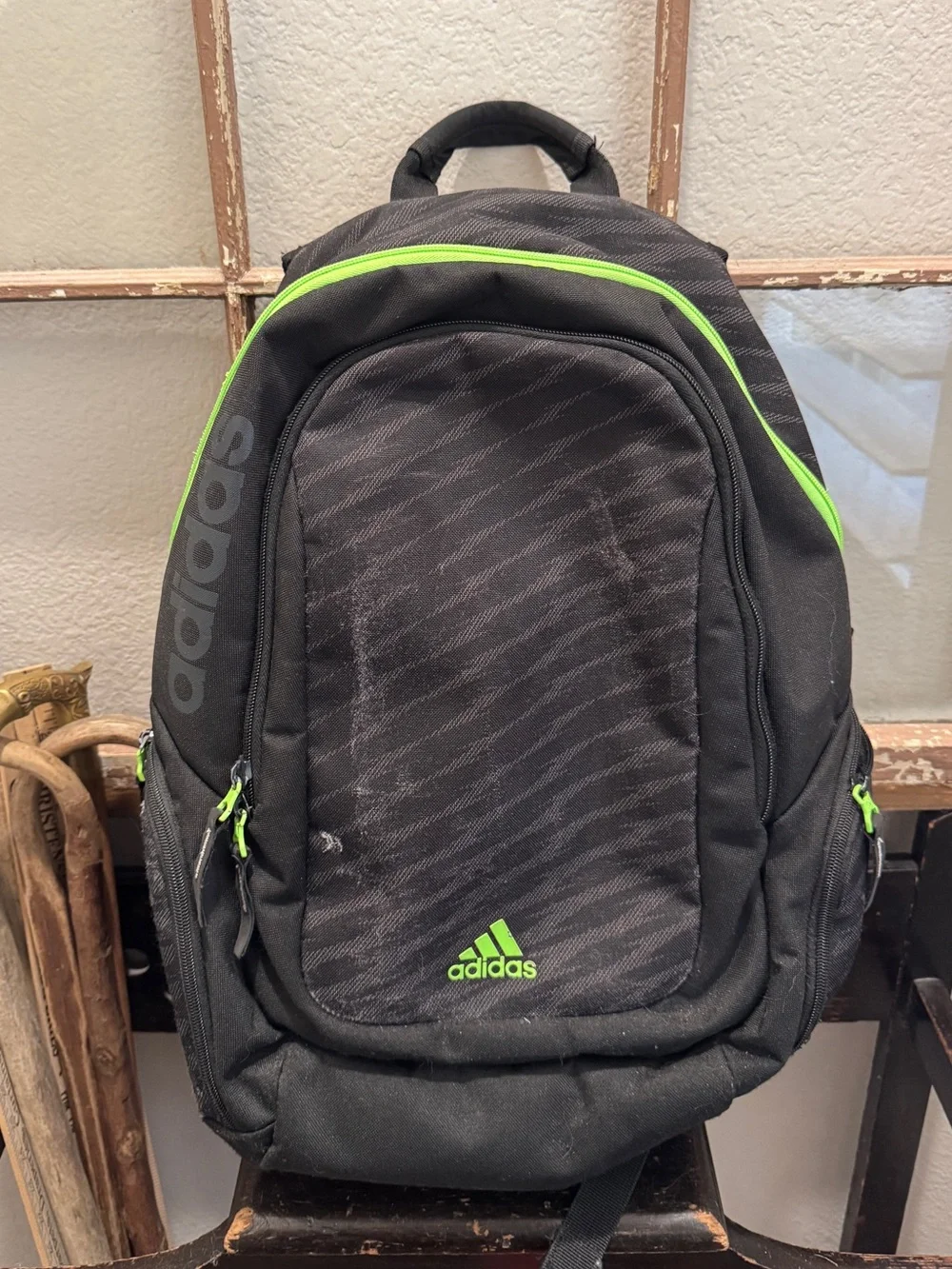 adidas Black Backpack with Neon Green Trim
